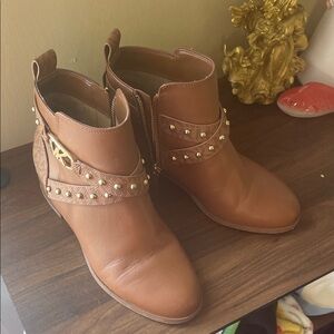 EUC Michael Kors Brown Studded Ankle Boots
